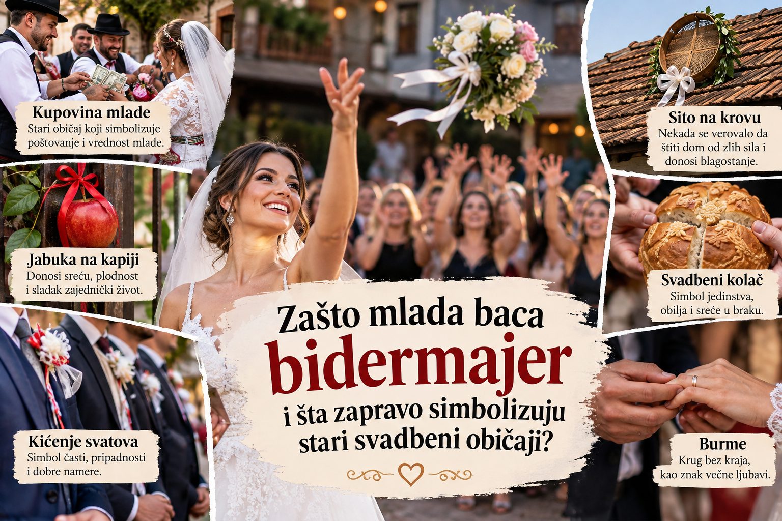 Svadbeni običaji u Srbiji: šta znače bidermajer, jabuka i sito?